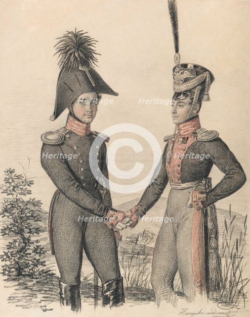 Portrait of Pyotr Petrovich Esipov (1797-1876) and Pavel Yakovlevich de Witte (1796-1864), Early 182 Creator: Hampeln, Carl, von (1794-after 1880).