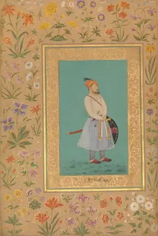Portrait of Qilich Khan Turani, Folio from the Shah Jahan Album, recto: ca. 1640; verso: ca. 1530-50 Creators: Lalchand, Mir Ali Haravi