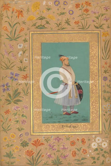 Portrait of Qilich Khan Turani, Folio from the Shah Jahan Album, recto: ca. 1640; verso: ca. 1530-50 Creators: Lalchand, Mir 'Ali Haravi.