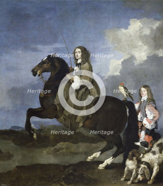 Portrait of Queen Christina of Sweden (1626-1689) on Horseback, 1653-1654. Artist: Bourdon, Sébastien (1616-1671)