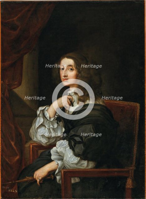 Portrait of Queen Christina of Sweden (1626-1689) with scepter. Creator: Bourdon, Sébastien (1616-1671).