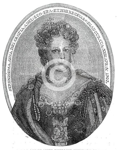 Portrait of Queen Anne composed entirely of minute writing, 1860. Creator: Unknown.