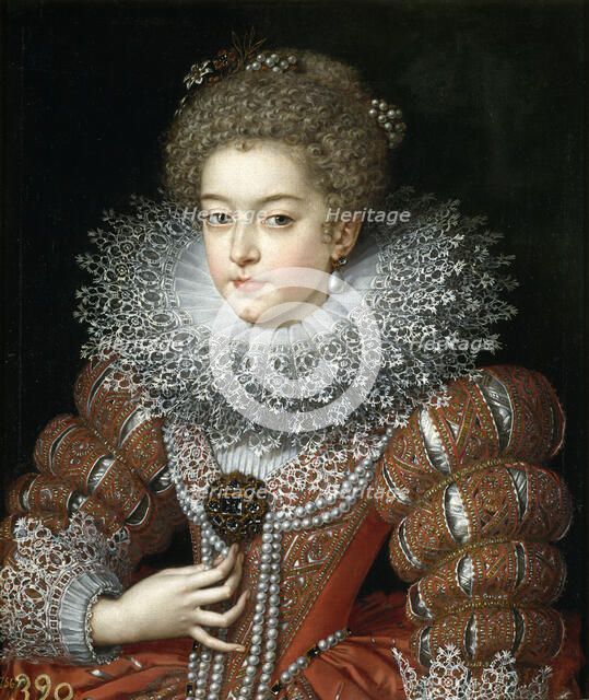 Portrait of Queen Elisabeth of France (1602-1644), Queen consort of Spain. Artist: Pourbus, Frans, the Younger (1569-1622)