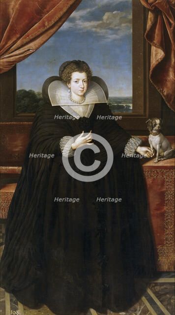 Portrait of Queen Elisabeth of France (1602-1644), Queen consort of Spain. Artist: Pourbus, Frans, the Younger (1569-1622)