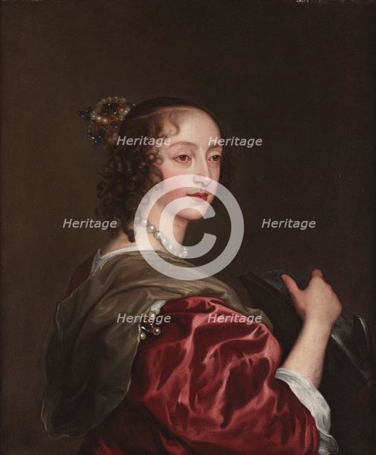 Portrait of Queen Henrietta Maria of France (1609-1669) as Saint Catherine, ca 1632. Creator: Dyck, Sir Anthony van (1599-1641).