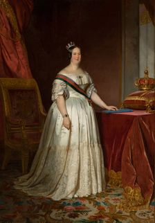 Portrait of Queen Maria II of Portugal (1819-1853), 1846. Creator: Krumholz, Ferdinand (1810-1878)