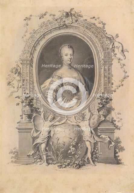 Portrait of Queen Marie-Antoinette in an ornamental frame, late 18th century. Creator: Johann Esaias Nilson.