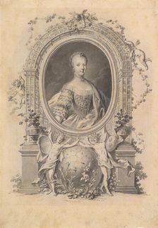 Portrait of Queen Marie-Antoinette in an ornamental frame, late 18th century. Creator: Johann Esaias Nilson