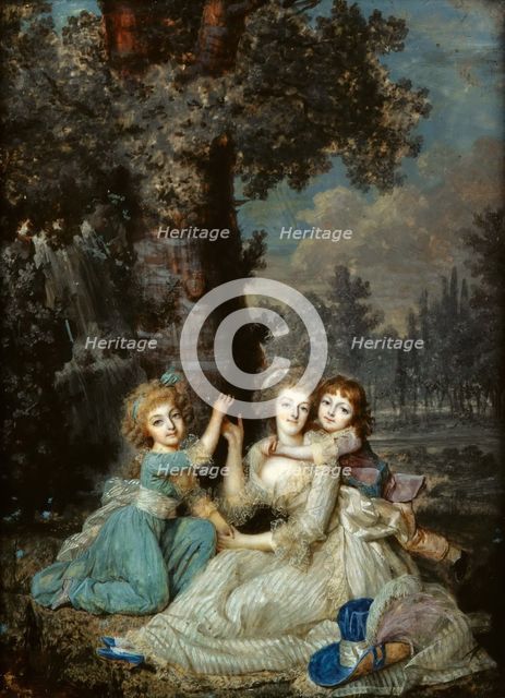 Portrait of Queen Marie Antoinette of France (1755-1793) with children, 1790.
