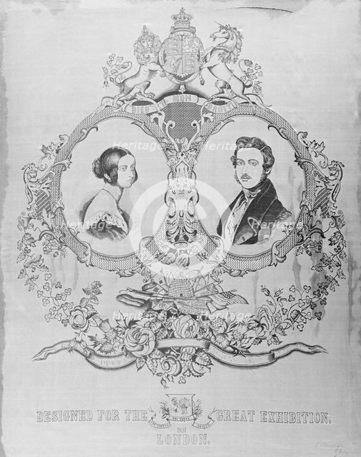 Portrait of Queen Victoria and Prince Albert designed for the Great Exhibition of 1851. Artist: Unknown