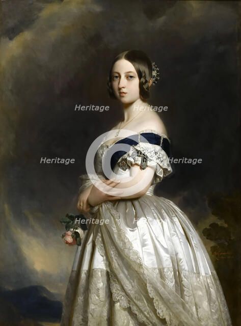 Portrait of Queen Victoria. Artist: Winterhalter, Franz Xavier (1805-1873)