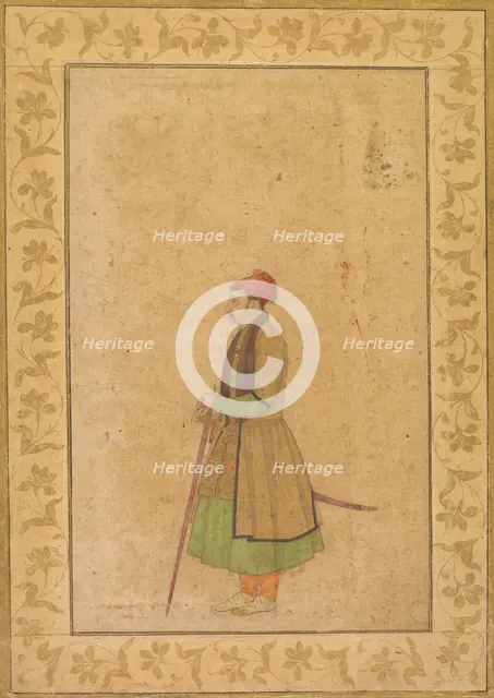 Portrait of Raja Ram Singh of Amber (r. 1667-1688) with a Deccan Sword, c. 1680-1685. Creator: Unknown.