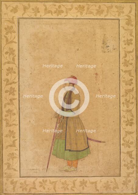 Portrait of Raja Ram Singh of Amber (r. 1667-1688) with a Deccan Sword, c. 1680-1685. Creator: Unknown.