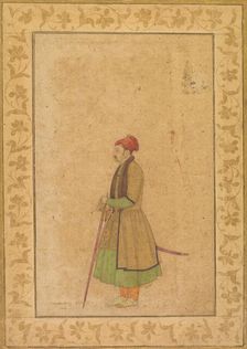 Portrait of Raja Ram Singh of Amber (r. 1667-1688) with a Deccan Sword, c. 1680-1685. Creator: Unknown