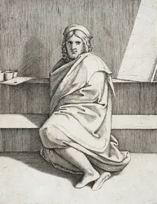 Portrait of Raphael, Seated, between circa 1517 and circa 1519. Creator: Marcantonio Raimondi
