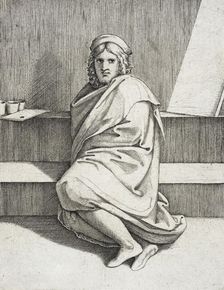 Portrait of Raphael, Seated, between circa 1517 and circa 1519. Creator: Marcantonio Raimondi