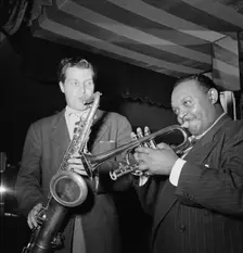 Portrait of Rex William Stewart and Charlie Barnet, Aquarium, New York, N.Y., ca. Aug. 1946. Creator: William Paul Gottlieb