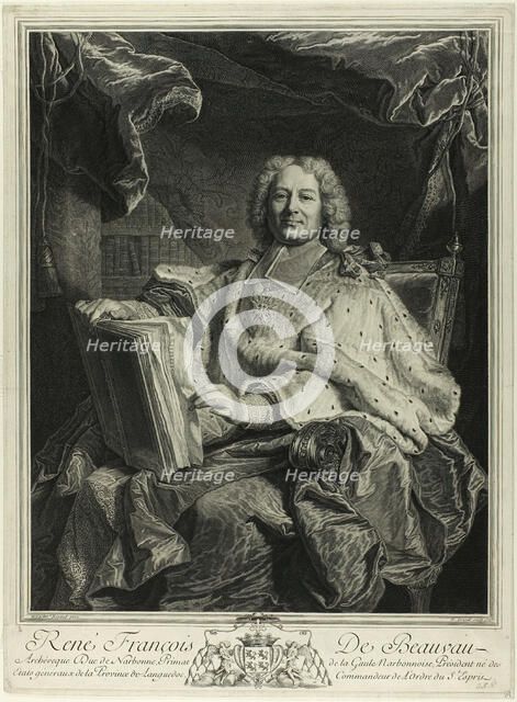 Portrait of René François de Beauveau du Rivau, 1727. Creators: Pierre Drevet, Pierre Imbert Drevet.