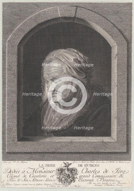 Portrait of Rubens' mother, seen through a window opening, 1775. Creator: Karl Mathias Ernst.