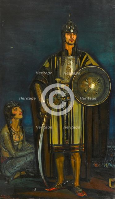 Portrait of Rudolph Valentino in "The Hooded Falcon", 1925. Creator: Beltrán Massés, Federico (1885-1949).