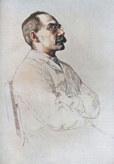 Portrait of Rudyard Kipling, 1898, (1906). Creator: William Strang