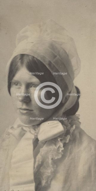 Portrait of woman in bonnet, 1908. Creator: Mary R Stanbery.