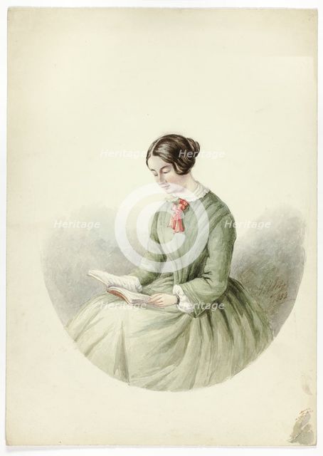 Portrait of Woman Reading, 1852. Creator: Elizabeth Murray.