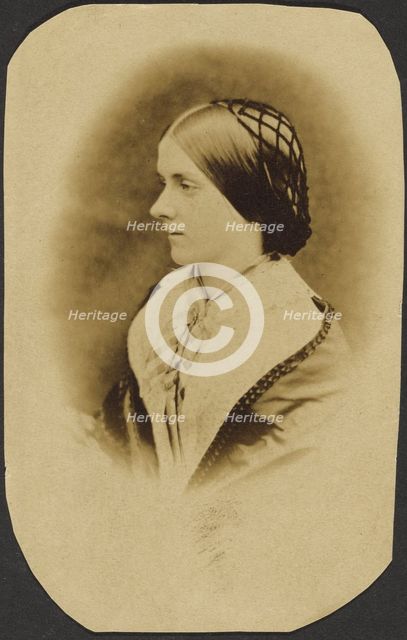 Portrait of woman wearing snood, about 1855-1869. Creator: Unknown.