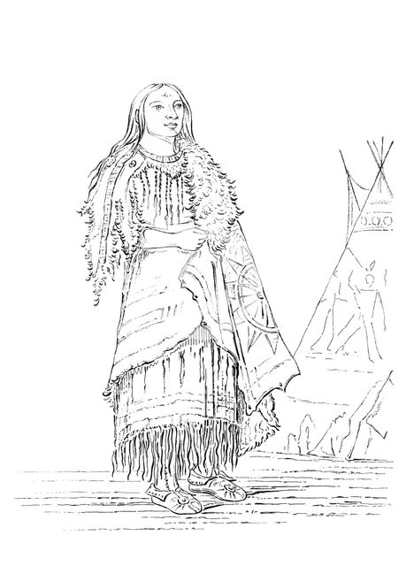 Portrait of 'Woman Who Strikes Many', Native American woman, 1841. Creator: Myers and Co.