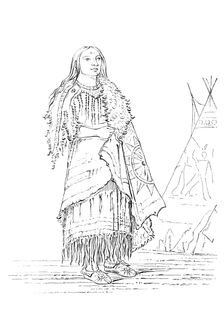 Portrait of Woman Who Strikes Many Native American woman, 1841. Creator: Myers and Co