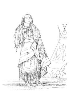 Portrait of Woman Who Strikes Many Native American woman, 1841. Creator: Myers and Co