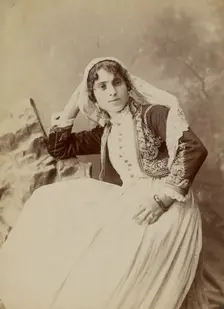 Portrait of woman with lace veil, about 1870-1880. Creator: Unknown