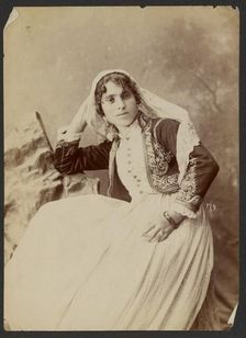 Portrait of woman with lace veil, about 1870-1880. Creator: Unknown