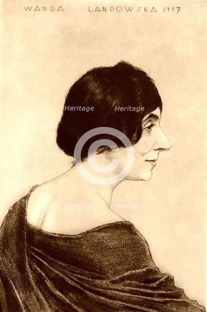 Portrait of Wanda Landowska (1879-1959), 1917. Artist: Orlik, Emil (1870–1932)