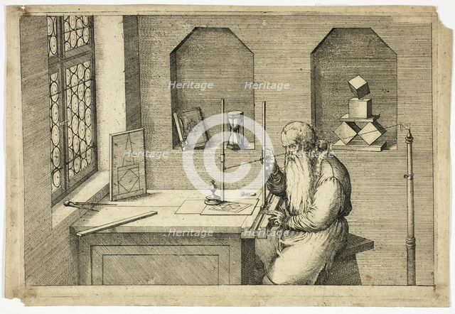 Portrait of Wenzel Jamnitzer in his Study, 1572/75. Creator: Jost Ammon.