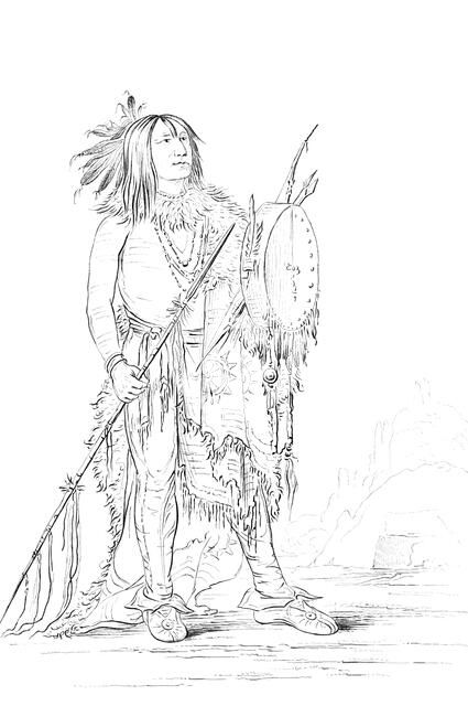 Portrait of 'White Buffalo', Native American man, 1841.Artist: Myers and Co