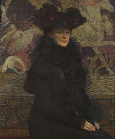 Portrait of Wife with Pegasus in the Background, 1913. Creator: Jozef Mehoffer