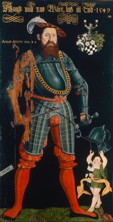 Portrait of Wilhelm Frölich. Full-length portrait with coat of arms of the family Frölich, 1549