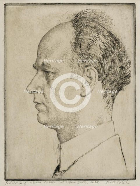 Portrait of Wilhelm Furtwängler (1886-1954), 1928. Artist: Orlik, Emil (1870–1932)