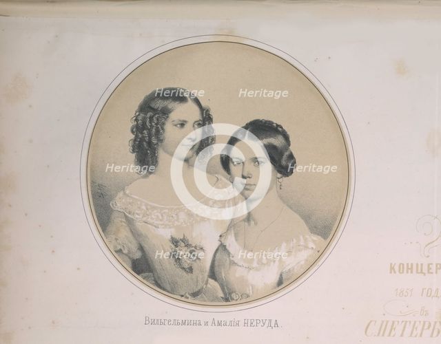 Portrait of Wilhelmine (1839-1911) and Amalie Neruda (1834-1890), 1851. Creator: Timm, Wassili (George Wilhelm) (1820-1895).