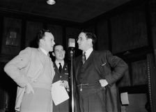 Portrait of Will Bradley, Mart Garvey, and William P. Gottlieb, NBC/WRC show, Washington, c1940. Creator: Delia Potofsky Gottlieb