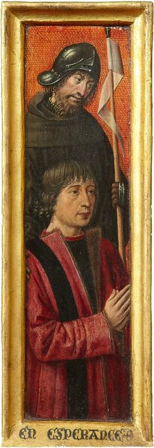 Portrait of Willem van Overbeke with Saint William, c1485-1490. Creators: Bruges (?) Master, Hugo van der Goes
