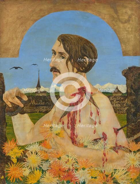 Portrait of William Ritter (1867-1955) as Saint Sebastian, 1903. Creator: Segantini, Mario (1885-1916).