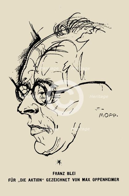 Portrait of writer Franz Blei (1871-1942). Creator: Oppenheimer, Max (1885-1954).