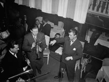 Portrait of Tony Parenti, Wild Bill Davison, and Eddie Condon, Eddie Condon's, N.Y., ca. June 1946. Creator: William Paul Gottlieb