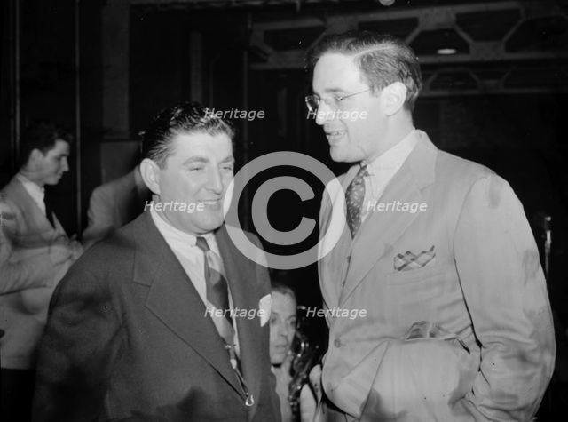 Portrait of Tony Pastor and William P. Gottlieb, Hotel Edison(?), New York, N.Y., 1946. Creator: Delia Potofsky Gottlieb.