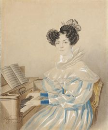 Portrait of Tatiana Petrovna Lvova (1789-1848), née Poltoratskaya, 1820s. Creator: Hampeln, Carl, von (1794-after 1880)