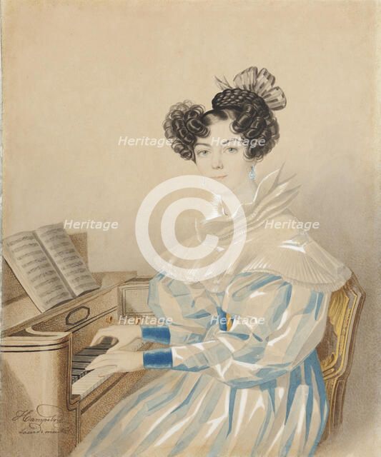 Portrait of Tatiana Petrovna Lvova (1789-1848), née Poltoratskaya, 1820s. Creator: Hampeln, Carl, von (1794-after 1880).