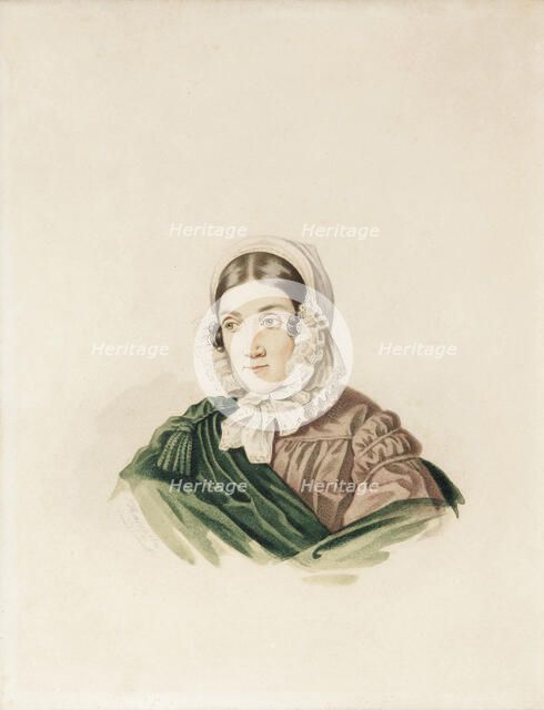 Portrait of Tatiana Petrovna Lvova (1789-1848), née Poltoratskaya, 1830s. Creator: Hampeln, Carl, von (1794-after 1880).