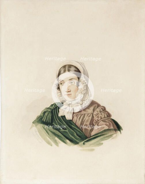 Portrait of Tatiana Petrovna Lvova (1789-1848), née Poltoratskaya, 1830s. Creator: Hampeln, Carl, von (1794-after 1880).